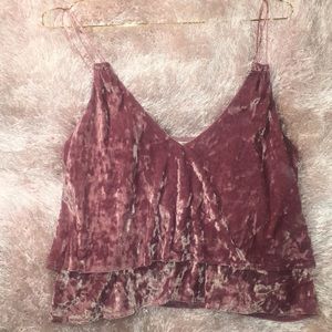 Express—Pink Crushed Velvet Tank Top